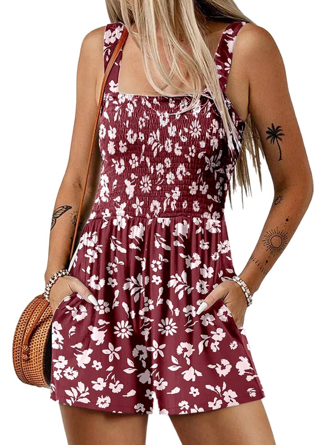 🌞Sommer-Hot-Sale - 50% Rabatt💃Sommer-Overall ärmellos mit Smock-Optik – Bequem & lässig