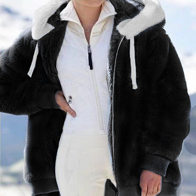 🎅Heiße Rabatte 50 % RABATT🔥Kapuzen-Fleecejacke mit Lammfellfutter🐑