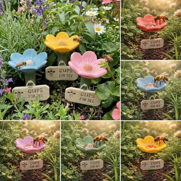 🌸Blumenförmige Bienentränke aus Keramik🐝💧