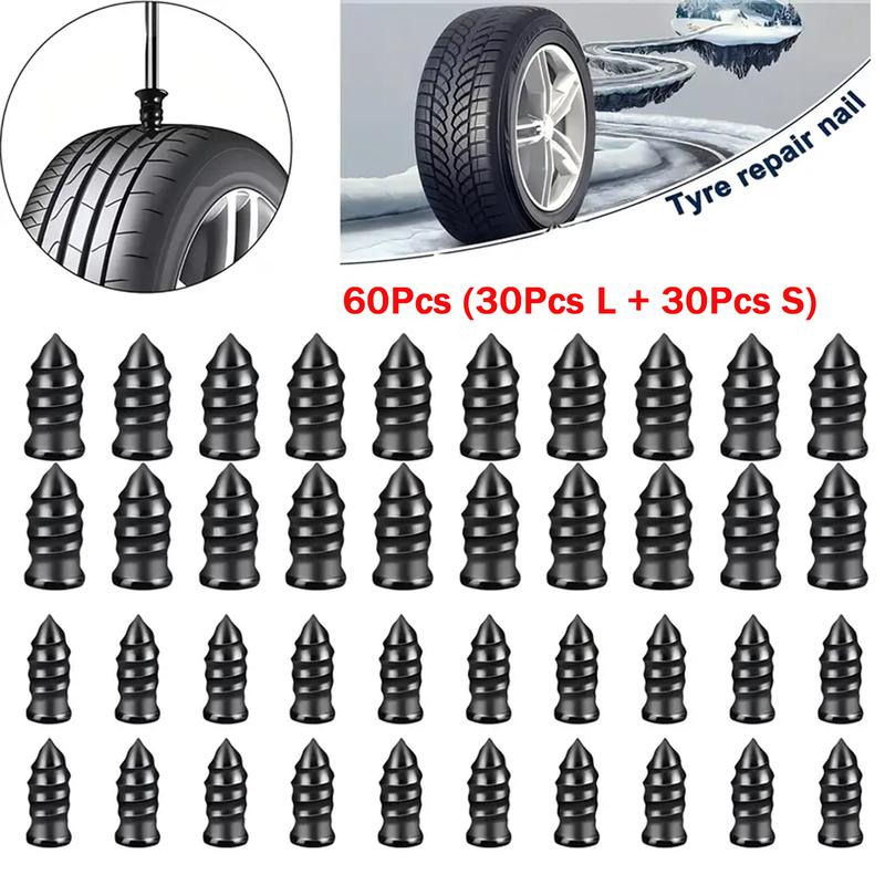 60-teiliges Reifen-Reparatur-Stopfen-Set, DIY-Reifenreparatur-Vakuum-Gumminagel-Set, für schnelle Reifenreparatur von Autos/Motorrädern/LKW/Traktoren mit Pannen.