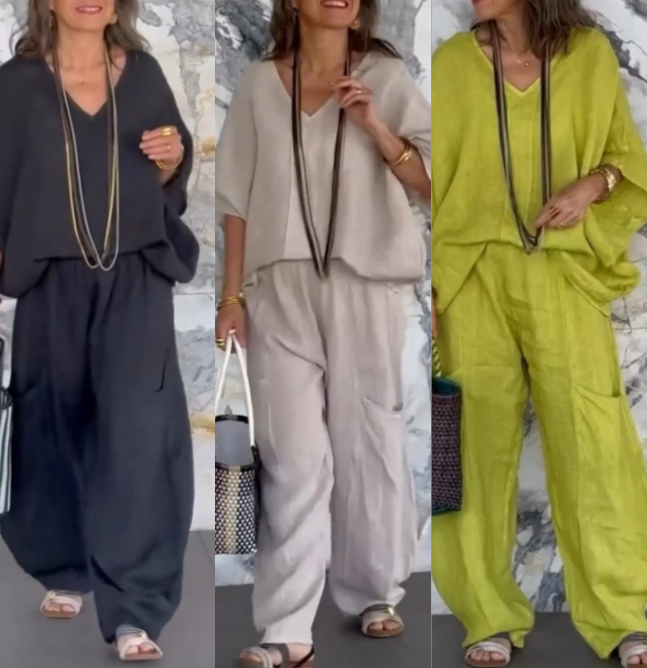 💓2-teiliges Baumwoll-Leinen-Set für Damen💓