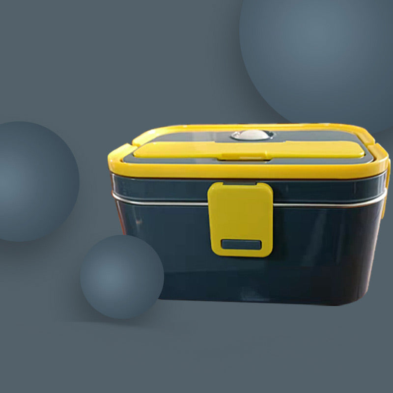 🍱⚡ Elektrische Lunchbox mit Heizfunktion | Edelstahl-Innenbehälter | 1,8L Fassungsvermögen | Auslaufsicher | Inkl. Besteck & Tragetasche | Für Zuhause & Unterwegs