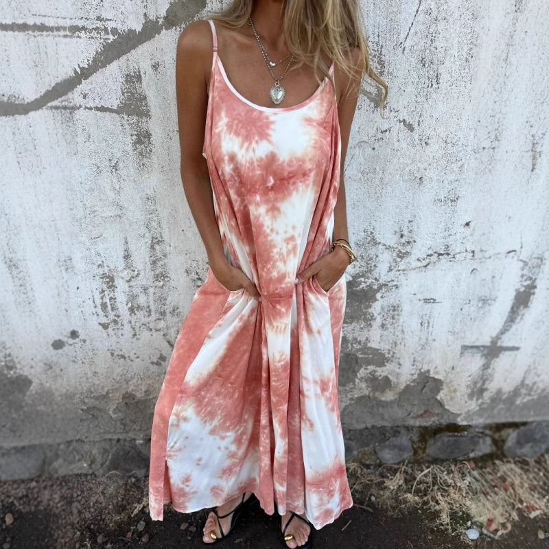 🌸🌸Batik-Kleid mit Farbverlauf und Spaghettiträgern für Damen