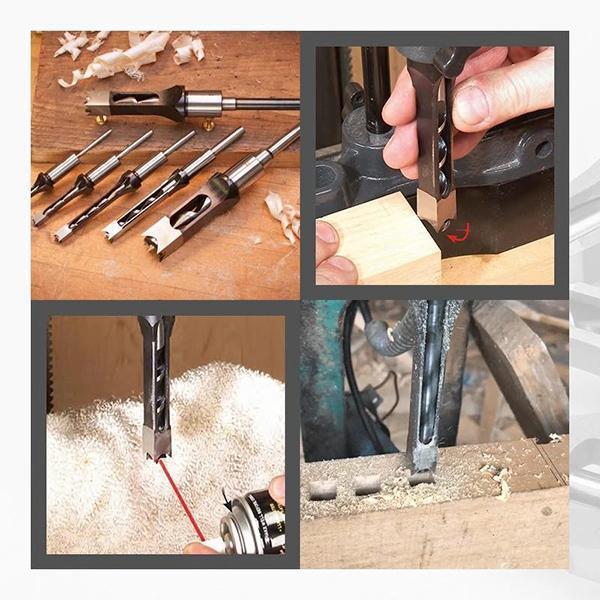 Rowiz Vierkant-Lochbohrer-Set – 5 Stück (6, 8, 9,5, 11, 12,7 Mm), Aus Stahllegierung, Für Holz & Platten