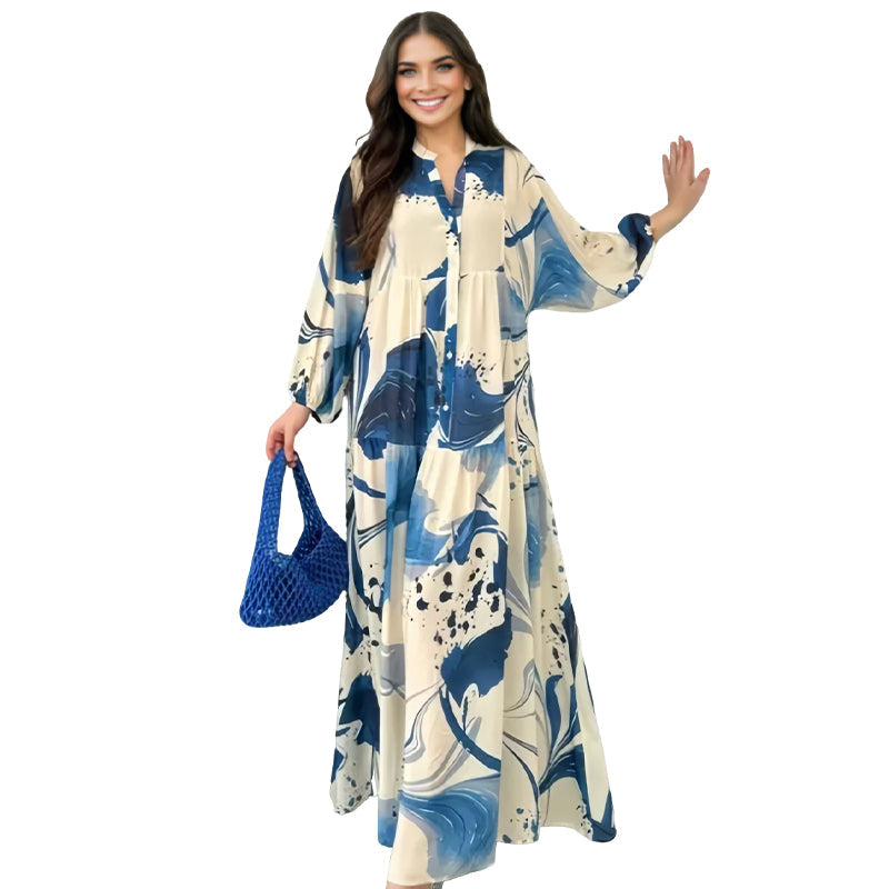 ⏳Begrenzte Zeit 50% Rabatt💥🌞Maxikleid mit V-Ausschnitt und Blumenmuster für Damen