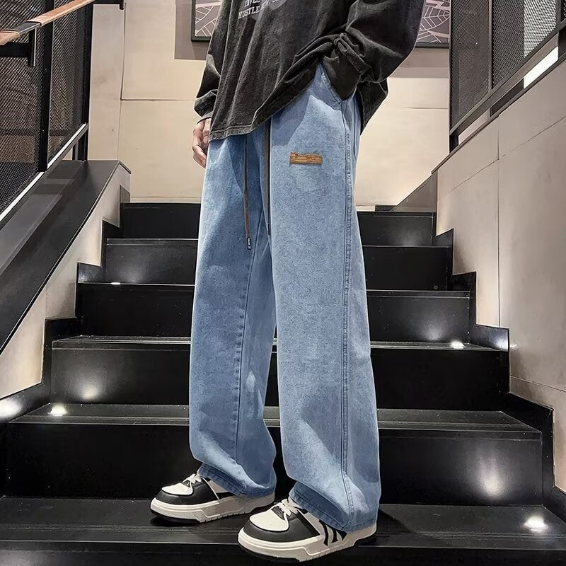 Herren lässige und lockere Jeans mit weitem Bein