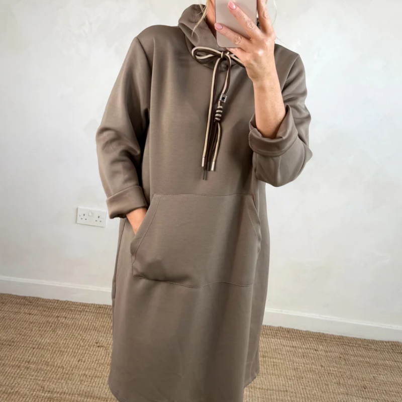 Übergroßes langes Kapuzenkleid für Damen mit Taschen