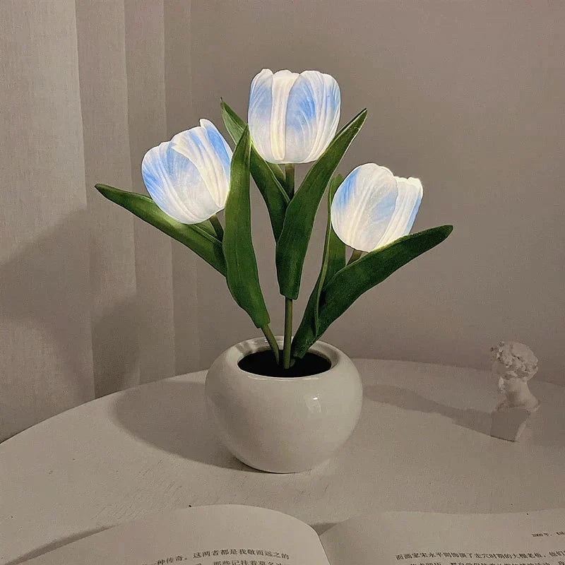 🌷LED-Tulpenlampe, simuliertes Tulpen-Nachtlicht mit Vase, Tischlampe, Dekoration, geeignet für Zuhause, Wohnzimmer, Tischdekoration