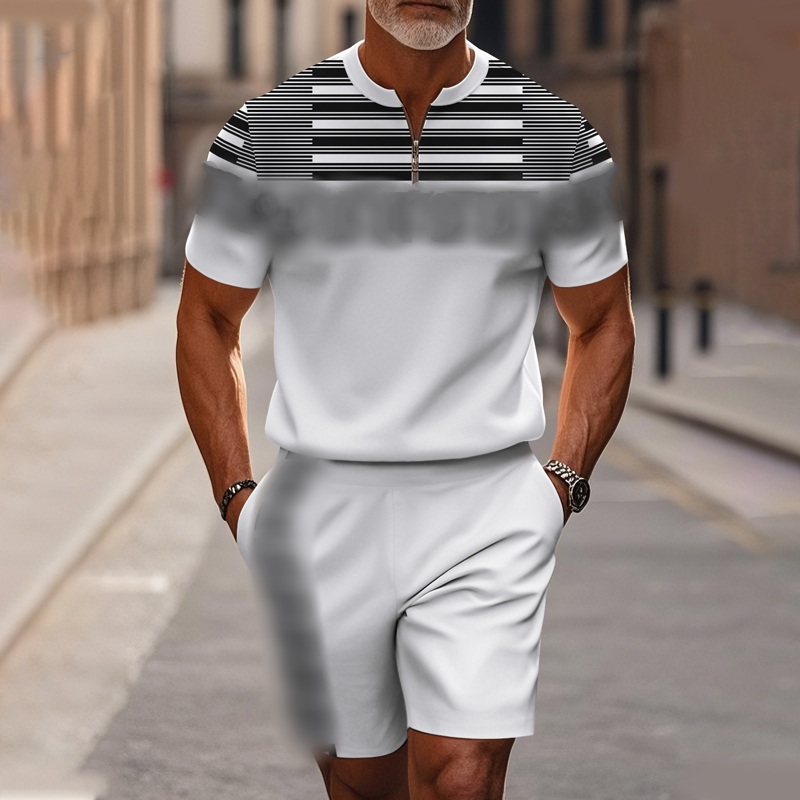 🔥60% RABATT🔥 Herren-Set: Hemd und Shorts mit Viertelreißverschluss