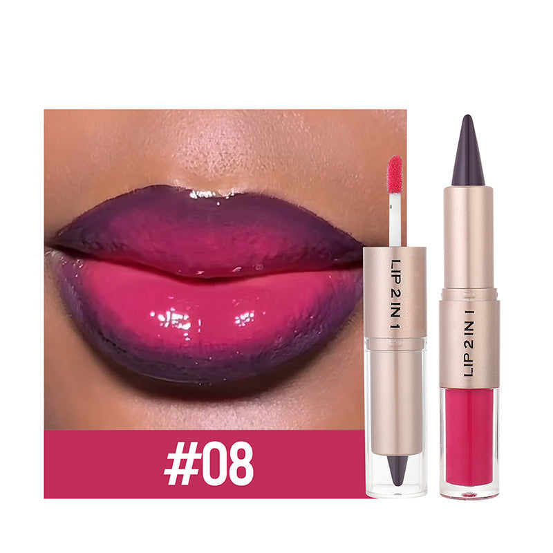 2-in-1 matter Lipliner & glänzender Lipgloss
