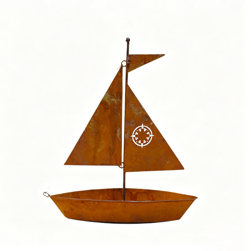 Rustikaler Segelboot-Metallpflanztopf