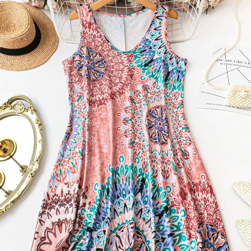⏰ 50 % RABATT – Nur für kurze Zeit ✨Lockeres, ärmelloses Sommerkleid im A-Linien-Schnitt mit Print