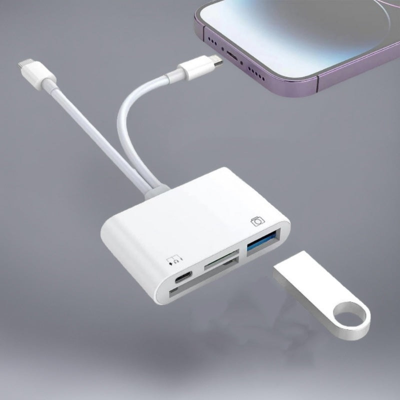 🛍️ 3-in-1 Speicherkartenleser für Handy & Tablet – USB-C, Lightning, USB-A – Plug & Play für iPhone , Android, PC & Mac 📱
