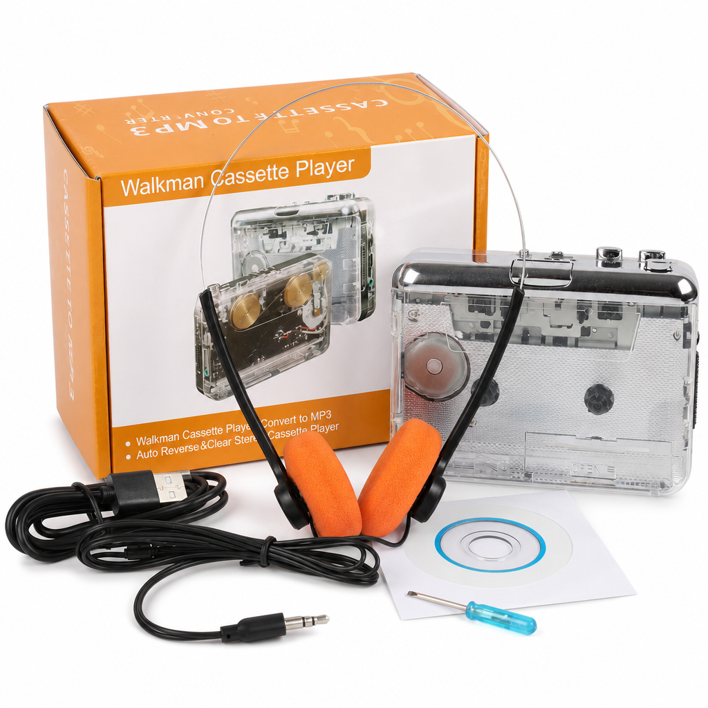 🎧 50 % Rabatt ! Kassetten-Walkman Transparent – Alte Bänder, neues Leben! 🎶 Kassette zu MP3 in 3 Schritten, durchsichtiges Gehäuse, Type-C Anschluss