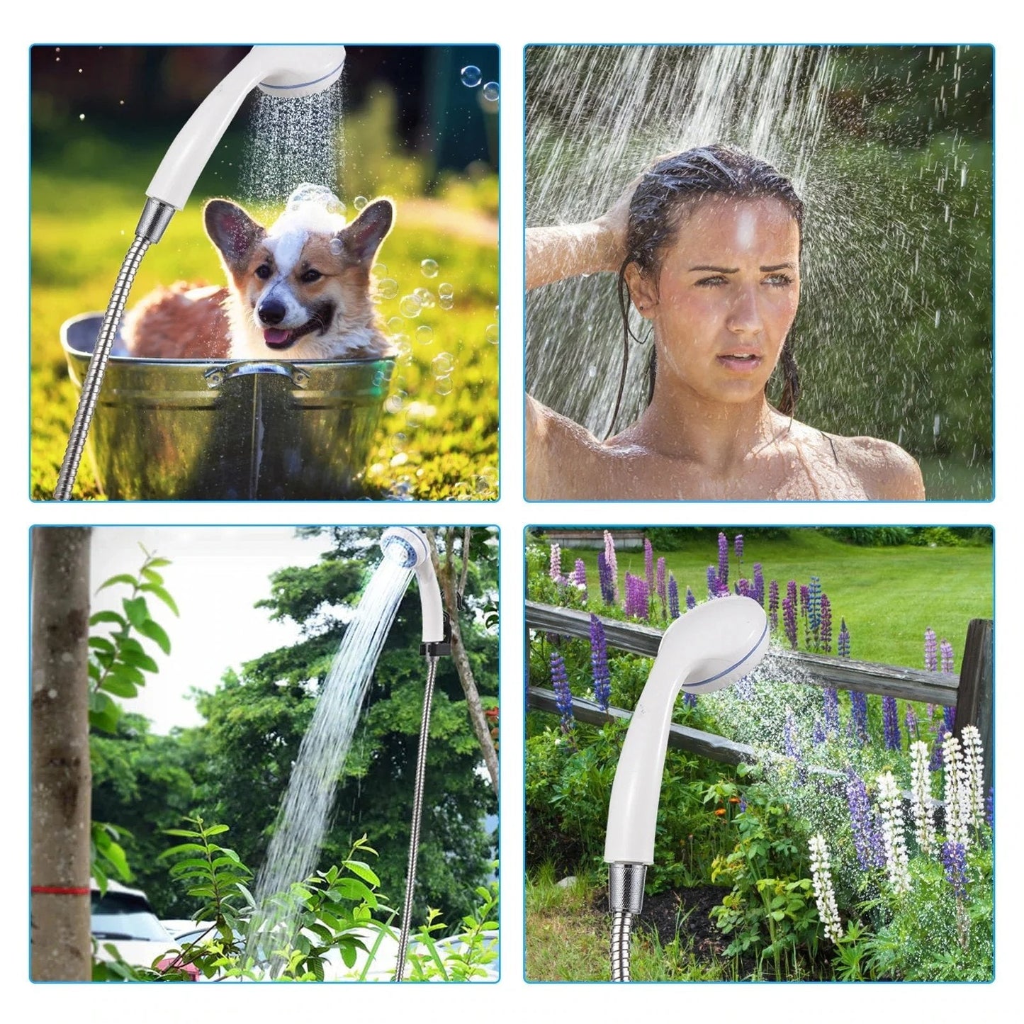 🚿✨Tragbare Campingdusche Mit Einstellbarem Durchfluss ✨Für Einfaches Und Bequemes Reinigen Im Freien!