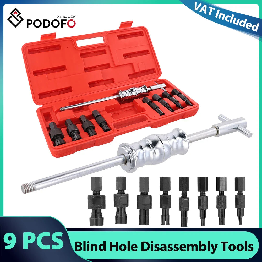 9pcs Disassembly Tools Auto Repairing Tool 8-32mm Blind Hole Inner Bearing Puller Set Remover Slide Hammer Internal Kit