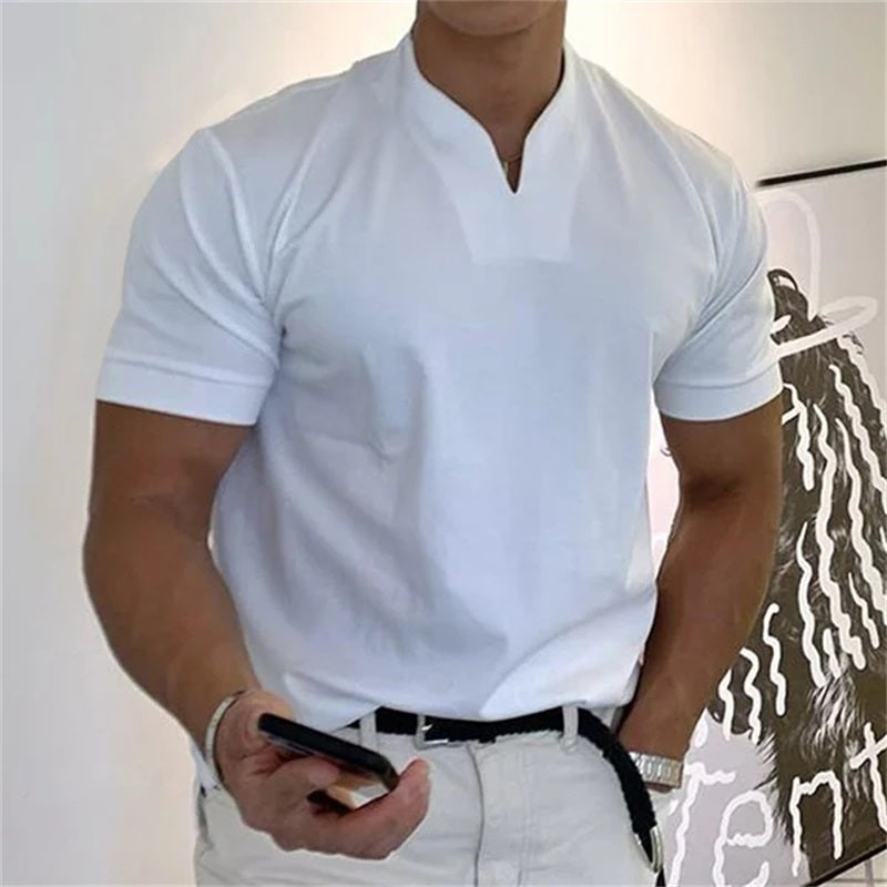 📢📢50 % RABATT! ⏰ Sportliches Herren V-Shirt aus Baumwolle – Ideal für Training & Freizeit