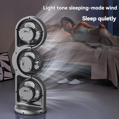Neu im Jahr 2026: Dieser tragbare, per USB wiederaufladbare Dreikopfventilator bietet eine 360°-Luftzirkulation und 5 Geschwindigkeitsstufen; ideal für Studentenwohnheime, den Einsatz im Freien und als Tischventilator