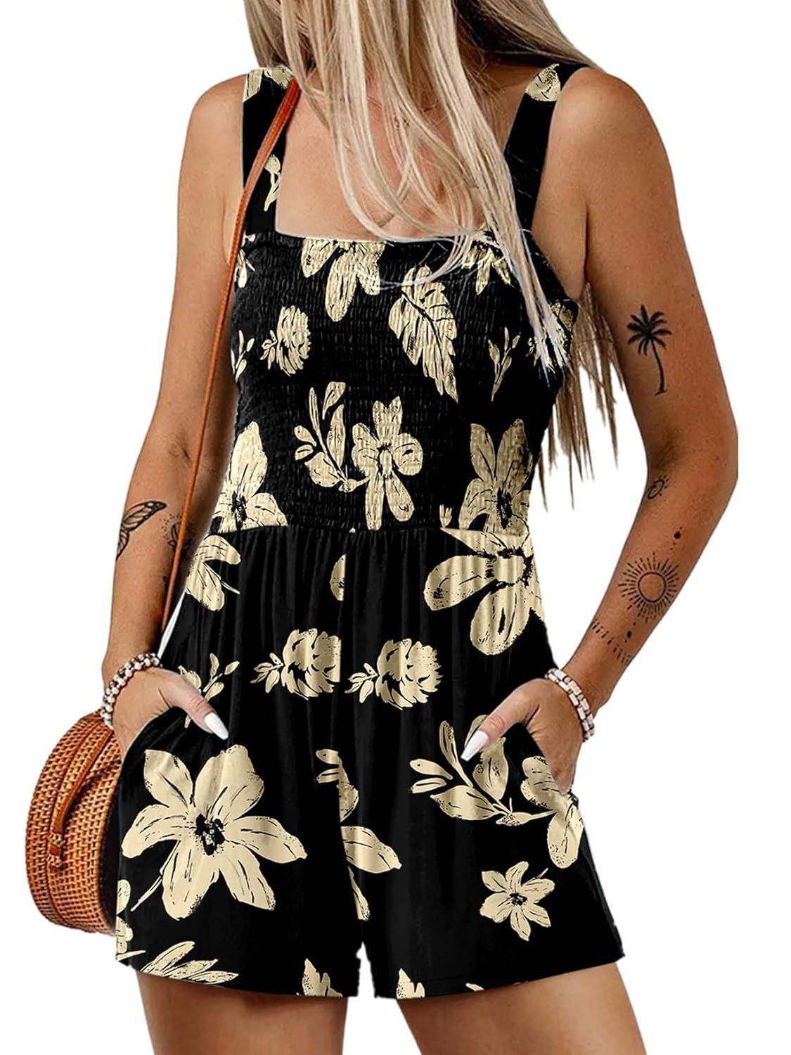 🌞Sommer-Hot-Sale - 50% Rabatt💃Sommer-Overall ärmellos mit Smock-Optik – Bequem & lässig
