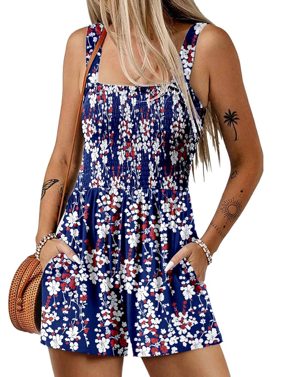 🌞Sommer-Hot-Sale - 50% Rabatt💃Sommer-Overall ärmellos mit Smock-Optik – Bequem & lässig