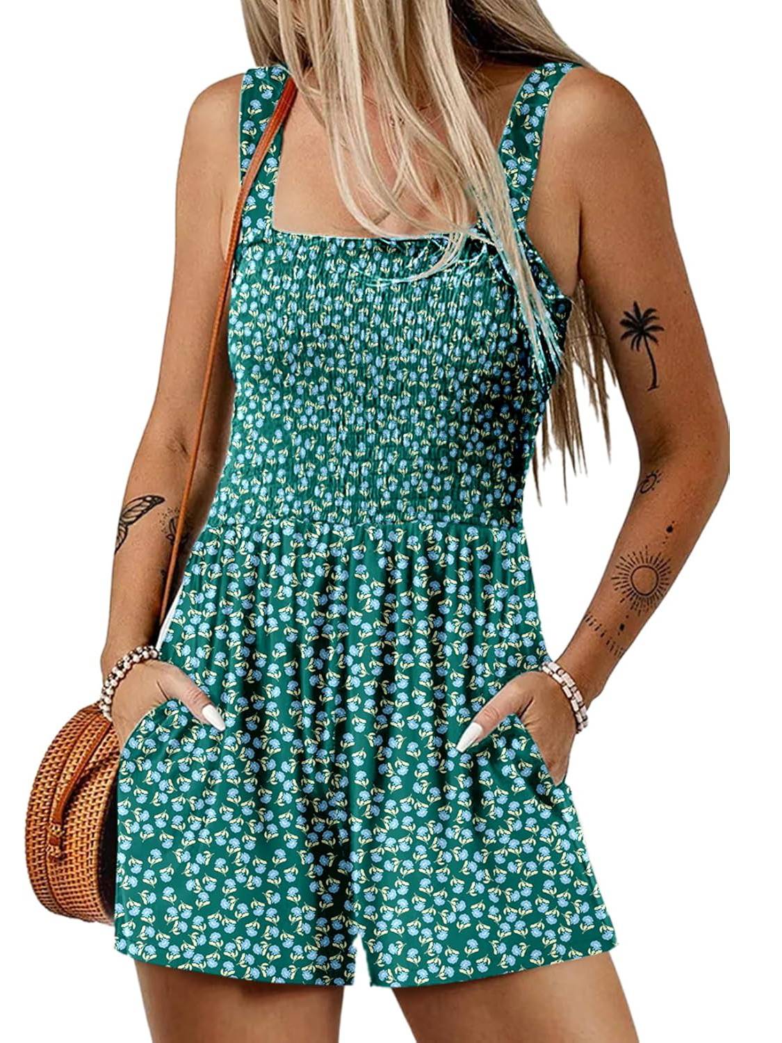🌞Sommer-Hot-Sale - 50% Rabatt💃Sommer-Overall ärmellos mit Smock-Optik – Bequem & lässig