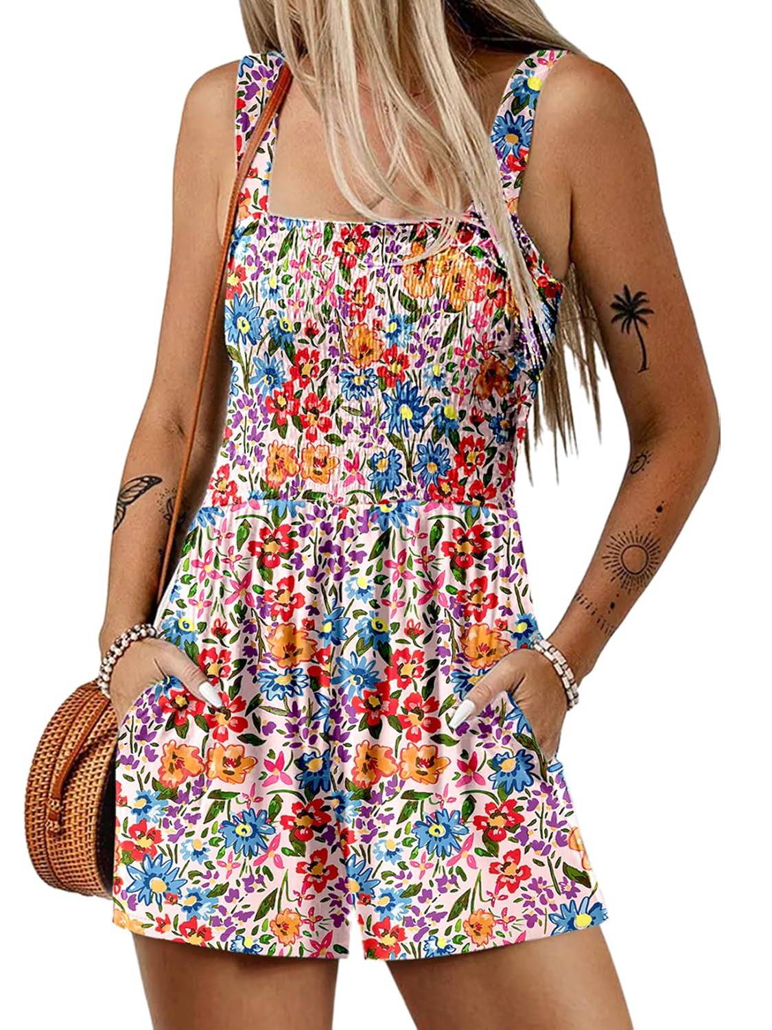 🌞Sommer-Hot-Sale - 50% Rabatt💃Sommer-Overall ärmellos mit Smock-Optik – Bequem & lässig