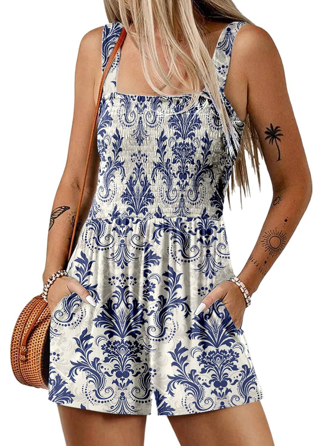 🌞Sommer-Hot-Sale - 50% Rabatt💃Sommer-Overall ärmellos mit Smock-Optik – Bequem & lässig