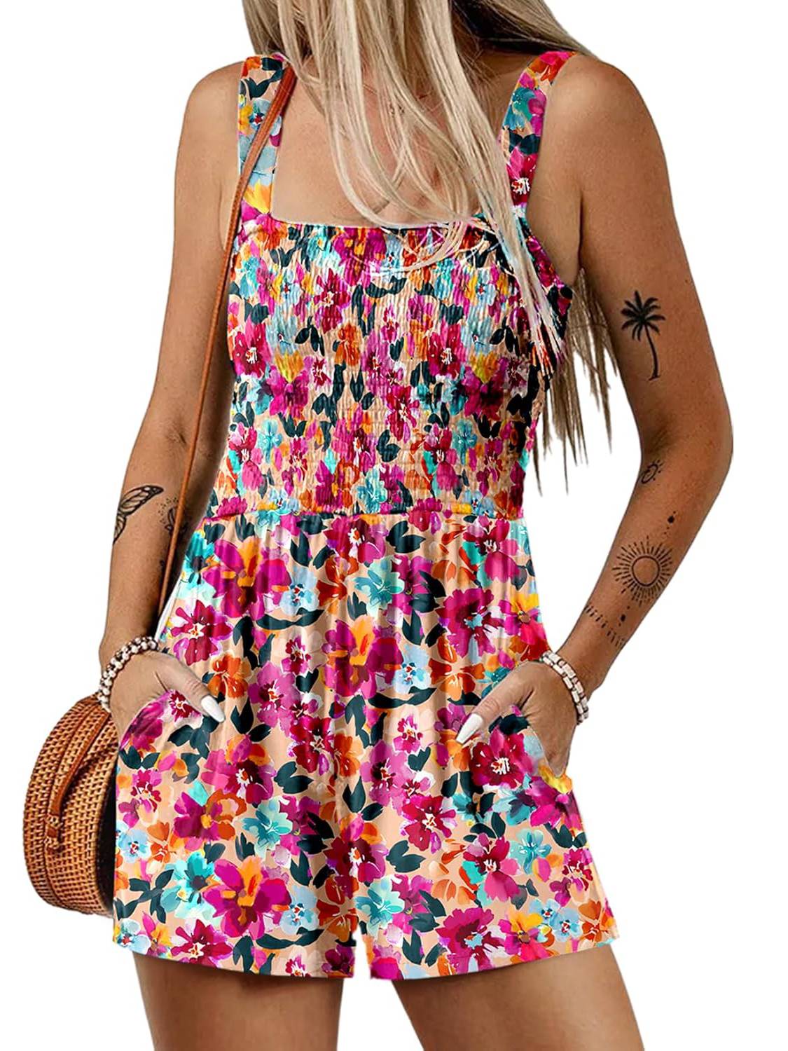 🌞Sommer-Hot-Sale - 50% Rabatt💃Sommer-Overall ärmellos mit Smock-Optik – Bequem & lässig