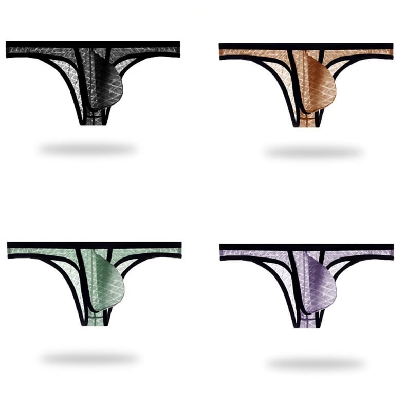 Sexy Low-Rise Comfort Bikini für Herren, transparenter ultradünner Slip aus Eisseidennetz
