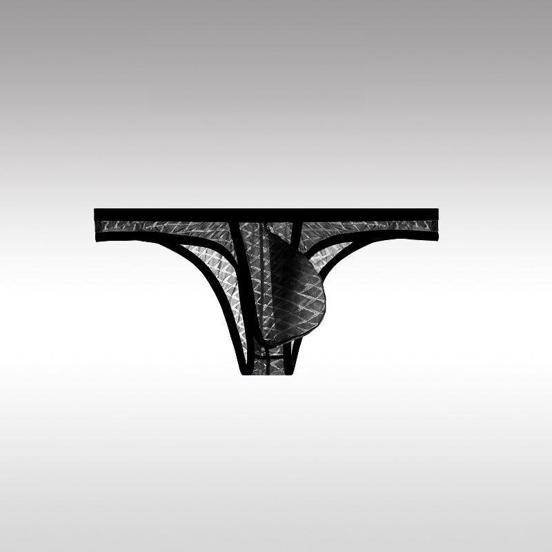 Sexy Low-Rise Comfort Bikini für Herren, transparenter ultradünner Slip aus Eisseidennetz