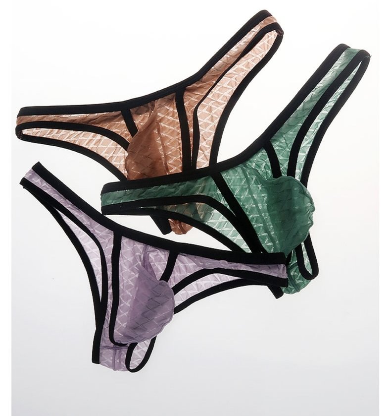 Sexy Low-Rise Comfort Bikini für Herren, transparenter ultradünner Slip aus Eisseidennetz