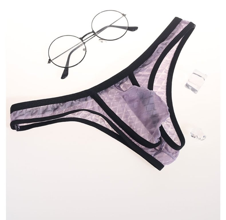 Sexy Low-Rise Comfort Bikini für Herren, transparenter ultradünner Slip aus Eisseidennetz
