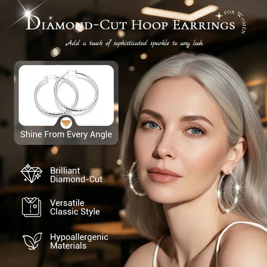 ⏰ 50 % RABATT – Nur für kurze Zeit ✨Diamond-Cut Hoop Earrings for Women