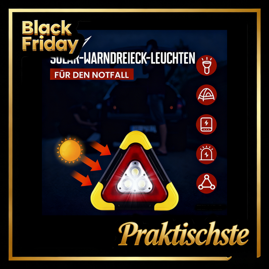 2-in-1 Solar-Warndreieck-Leuchten für den Notfall | Ideal für Winter-Nacht-Pannen | Sicheres Parking bei Pannen