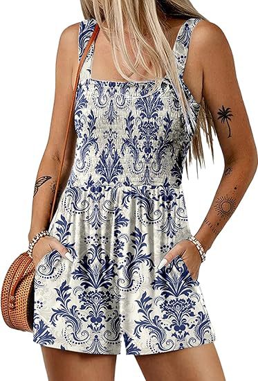 🌞Sommer-Hot-Sale - 50% Rabatt💃Sommer-Overall ärmellos mit Smock-Optik – Bequem & lässig