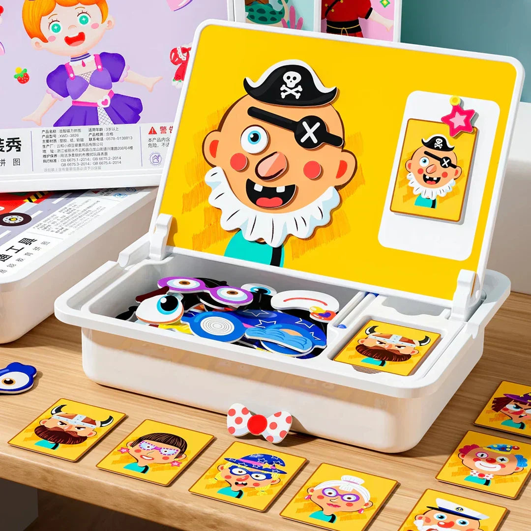 🎨Magnetisches Puzzle Gesichter-Anziehspiel Reisespiel Doppelseitiges Vorschulerziehungs-Lernspielzeug für Kinder