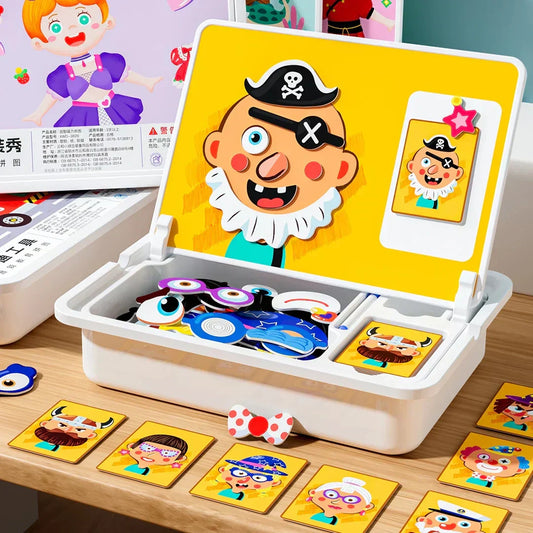 🎨Magnetisches Puzzle Gesichter-Anziehspiel Reisespiel Doppelseitiges Vorschulerziehungs-Lernspielzeug für Kinder