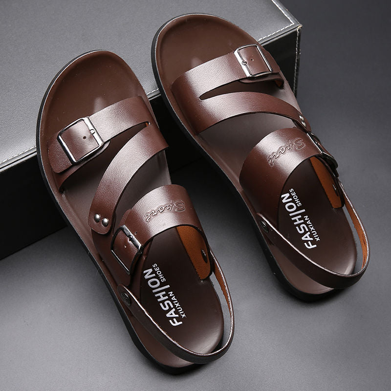 👡 50% RABATT! 🔥 Herren-Strandsandalien aus Leder – Rutschfest & atmungsaktiv – Perfekt für Strand, Alltag oder heiße Tage – echter Lederkomfort ☀️✨
