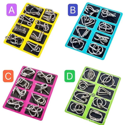 🧠🔠Metall Puzzle Ring achtteilig blaue Version Denksportaufgaben🔗