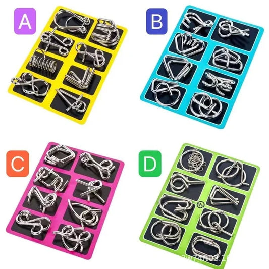 🧠🔠Metall Puzzle Ring achtteilig blaue Version Denksportaufgaben🔗