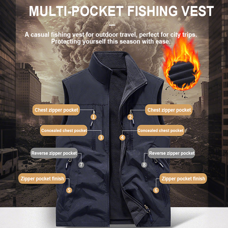 ⏰Zeitlich begrenzter Verkauf – 50 % RABATT🔥🧥 Herren Oversized Ärmellose Westenjacke mit Taschen