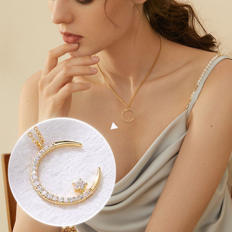 💌Heißer Verkauf zum Valentinstag🌙Bright Night: Mond-Stern-Halskette