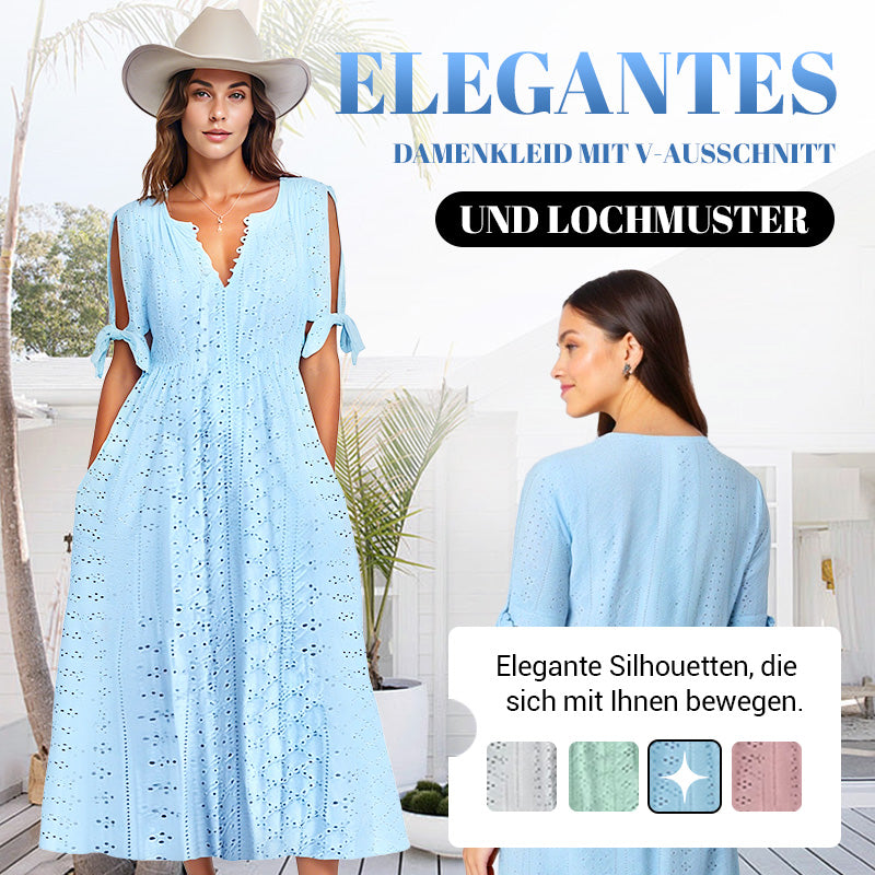 ⏰Last Day Sale 50% Rabatt💃💐Elegantes Kleid mit V-Ausschnitt und Hohlkehle für Frauen
