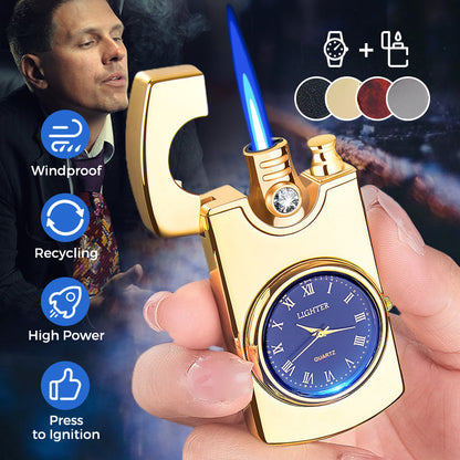 Winddichtes Taschenlampenfeuerzeug mit Uhr