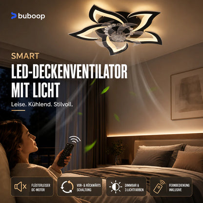 💡LED Deckenventilator mit Fernbedienung, geräuschloser reversibler Gleichstrommotor, modernes dimmbares Einbauleuchten für Schlafzimmer und Wohnzimmer✨