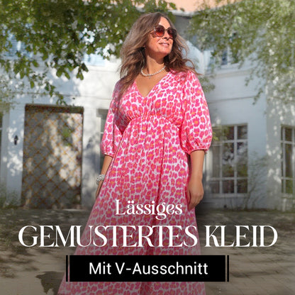 🌞Damenkleid mit V-Ausschnitt und Druck