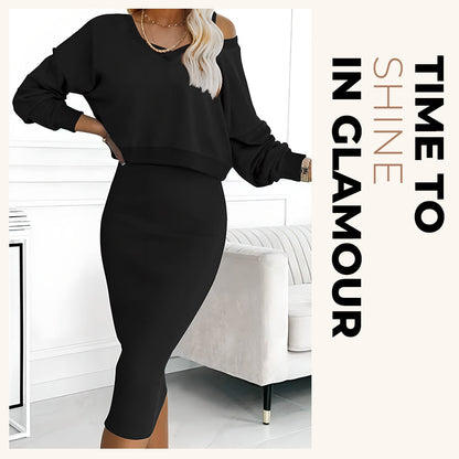🌸HEISSER VERKAUF 49% RABATT🌸Zweiteiliges Damen-Set aus ärmellosem Kleid und lockerem Pullover mit V-Ausschnitt