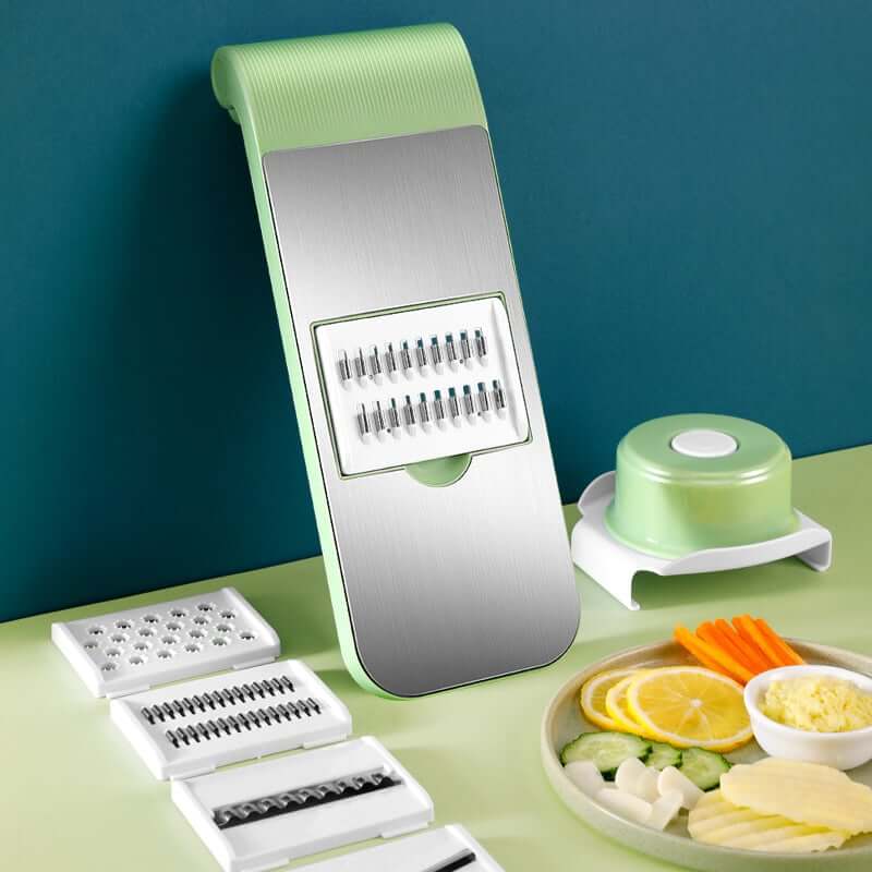 🥕 Multifunktionaler Gemüseschneider – 6-in-1, Sicherheitsmesser & Rutschfeste Basis für Schnelles Schneiden 🍓✨📦