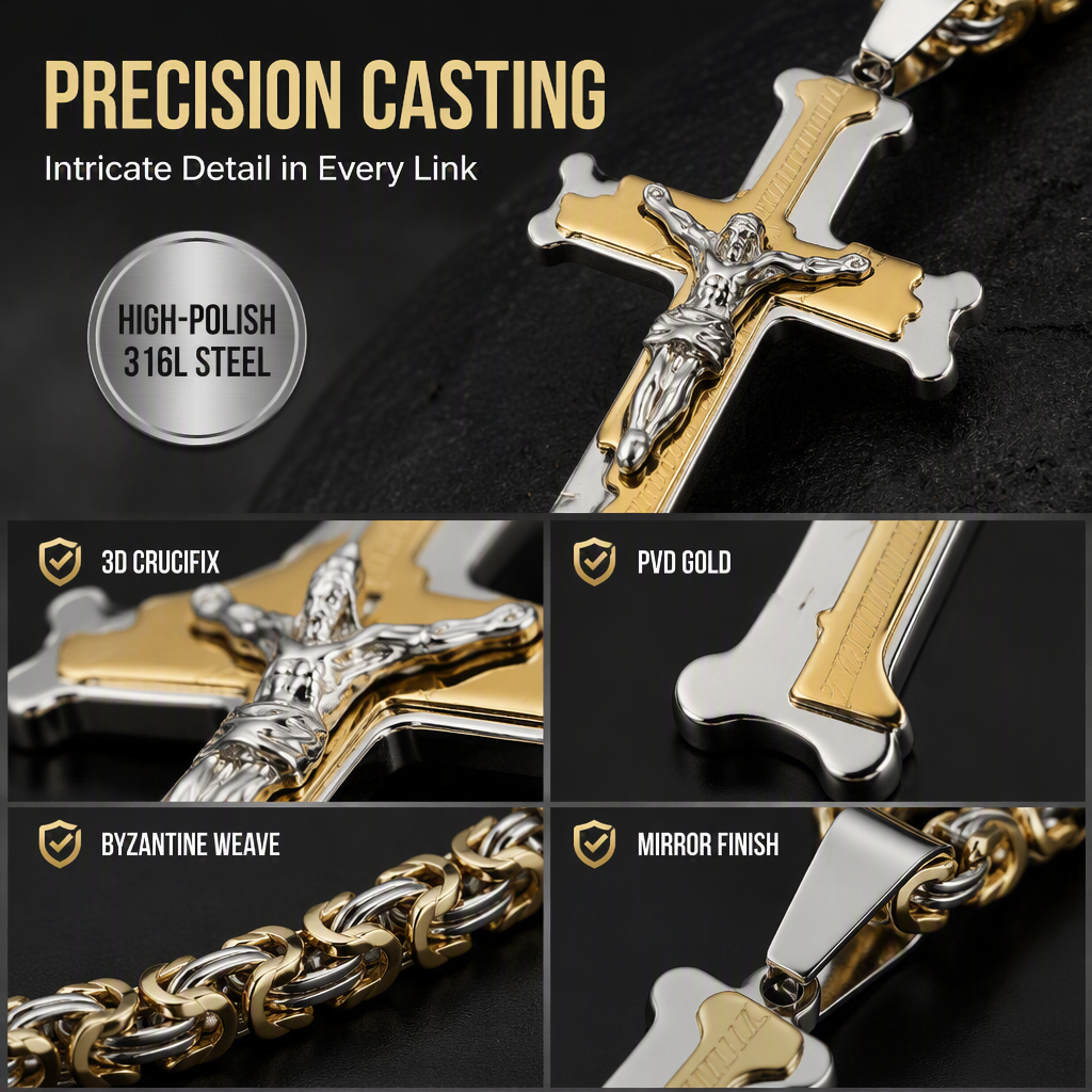 🔥Stainless Steel Crucifix Shaped Jesus Pendant Necklace for Women and Men🎁Best-Selling