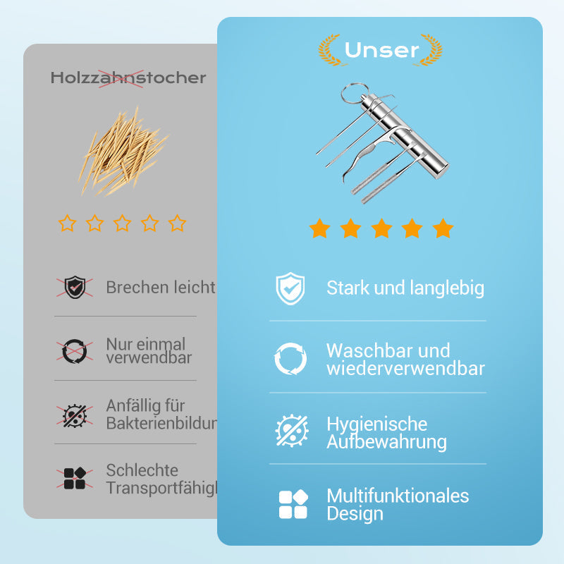 ⚡ Edelstahl Zahnstocher Set | Hygienisch & Langlebig 🦷✅